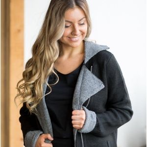 Black and gray zip of sweater